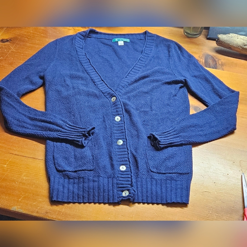 Pim + Larkin Deep Blue Cardigan Sweater